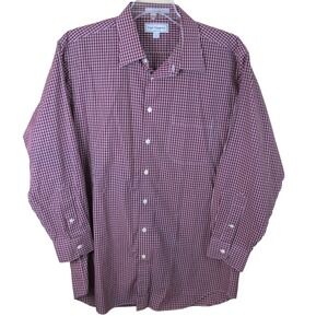 Paul Fredrick Trim Fit Cotton Dress Shirt Men's Size 17.5-33 Non-Iron Check